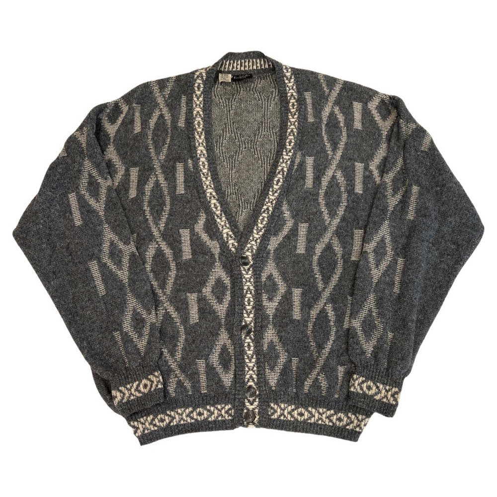 Vintage Patterned Cardigan, Kensington Brand, Made in Italy, V-Neck